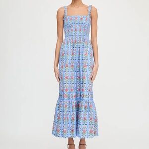 Hill House Home Anjuli Blue Block Floral Stripe XS